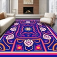 thumbnail image 1 of ODIKA 6'x9' Machine Washable Non-Slip Area Rug, Art Interlocking Arches with Playful Athletic Details High Traffic Rug with Pad, Blue, 669985, 1 of 8