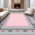 thumbnail image 1 of ODIKA 6'x9' Machine Washable Non-Slip Area Rug, Art Lattice Motif with Elegant Borders High Traffic Rug with Pad, Pink, 577445, 1 of 8