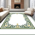 thumbnail image 1 of ODIKA 6'x9' Machine Washable Non-Slip Area Rug, Art Leafy Maze with Emerald Accents and Curved Filigree High Traffic Rug, Green, 614731, 1 of 7