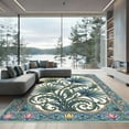 thumbnail image 1 of ODIKA 6'x9' Machine Washable Non-Slip Area Rug, Art Nouveau Teal High Traffic Rug, Blue, 1010960, 1 of 7