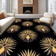 thumbnail image 1 of ODIKA 6'x9' Machine Washable Non-Slip Area Rug, Art Starburst with Fan Shell Medallions High Traffic Rug with Pad, Black, 586944, 1 of 8