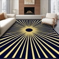 thumbnail image 1 of ODIKA 6'x9' Machine Washable Non-Slip Area Rug, Art Sunburst with Radiating Interlocking Beams Motif High Traffic Rug with Pad, Blue, 600272, 1 of 8