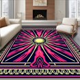thumbnail image 1 of ODIKA 6'x9' Machine Washable Non-Slip Area Rug, Art with Sunburst Interlocking Motifs High Traffic Rug, Pink, 554211, 1 of 7