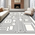 thumbnail image 1 of ODIKA 6'x9' Machine Washable Non-Slip Area Rug, Artisan Maze Interlocking Labyrinth with Minimalist Symmetry High Traffic Rug, White, 458134, 1 of 7