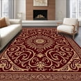 thumbnail image 1 of ODIKA 6'x9' Machine Washable Non-Slip Area Rug, Artisan Paisley Swirl Embroidery Heirloom High Traffic Rug with Pad, Red, 611713, 1 of 8
