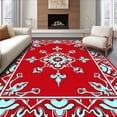 thumbnail image 1 of ODIKA 6'x9' Machine Washable Non-Slip Area Rug, Artisan Trellis Framework with Stylized Petals and Ornamental Vinework High Traffic Rug with Pad, Red, 570168, 1 of 8