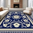 thumbnail image 1 of ODIKA 6'x9' Machine Washable Non-Slip Area Rug, Artisanal Scrollwork Blossom Trellis Ornamental Jewel High Traffic Rug, Blue, 558517, 1 of 7