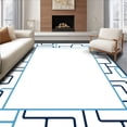 thumbnail image 1 of ODIKA 6'x9' Machine Washable Non-Slip Area Rug, Artistic Bordered Maze Interlaced Fashionable Framework High Traffic Rug with Pad, Blue, 588262, 1 of 8