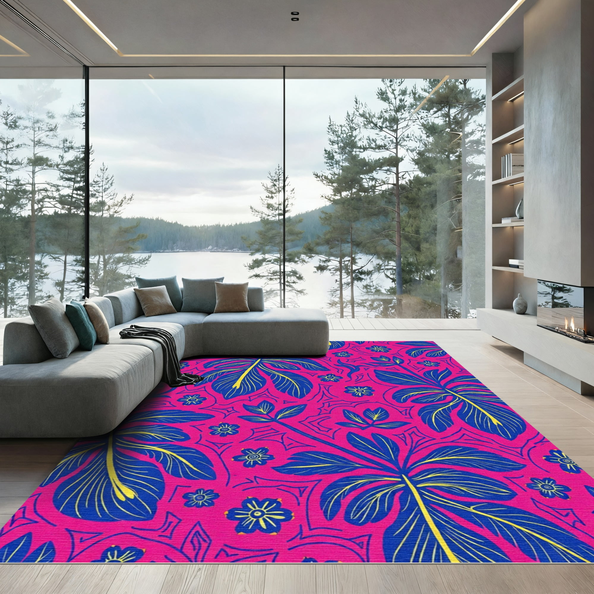 ODIKA 6x9 Machine Washable Non-Slip Area Rug, Artistic Floral and ...