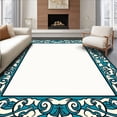 thumbnail image 1 of ODIKA 6'x9' Machine Washable Non-Slip Area Rug, Azure Crest Serpentine Bordered Design High Traffic Rug with Pad, Blue, 366477, 1 of 8