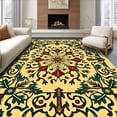thumbnail image 1 of ODIKA 6'x9' Machine Washable Non-Slip Area Rug, Baroque Winter Pine Berry Vine Flourish High Traffic Rug with Pad, Beige, 614470, 1 of 8