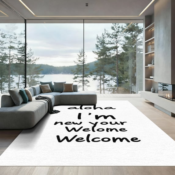 ODIKA 6'x9' Machine Washable Non-Slip Area Rug, Beachy White High Traffic Rug with Pad, White, 1051874