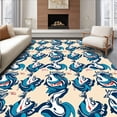 thumbnail image 1 of ODIKA 6'x9' Machine Washable Non-Slip Area Rug, Beacon Design with Nautical Waves and Seaside Lantern Motif High Traffic Rug with Pad, Beige, 711620, 1 of 8