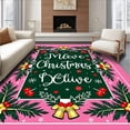 thumbnail image 1 of ODIKA 6'x9' Machine Washable Non-Slip Area Rug, Believe Holiday Festive Doormat Yuletide Entrance Welcome High Traffic Rug, Pink, 735258, 1 of 7
