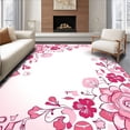 thumbnail image 1 of ODIKA 6'x9' Machine Washable Non-Slip Area Rug, Blooming Peony Floral Medallion Artistic Statement High Traffic Rug with Pad, Pink, 568146, 1 of 8