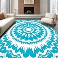 thumbnail image 1 of ODIKA 6'x9' Machine Washable Non-Slip Area Rug, Blossom with Symmetrical Petal Design High Traffic Rug with Pad, Blue, 437688, 1 of 8
