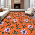 thumbnail image 1 of ODIKA 6'x9' Machine Washable Non-Slip Area Rug, Bohemian Wildflower Festival with Hand Drawn Florals High Traffic Rug, Orange, 704242, 1 of 7