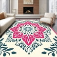 thumbnail image 1 of ODIKA 6'x9' Machine Washable Non-Slip Area Rug, Boho Floral Medallion Transitional Elegant Timeless Practical Accessory High Traffic Rug with Pad, Pink, 571737, 1 of 8