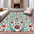 thumbnail image 1 of ODIKA 6'x9' Machine Washable Non-Slip Area Rug, Boho Floral Vine High Traffic Rug, Red, 370723, 1 of 7