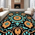 thumbnail image 1 of ODIKA 6'x9' Machine Washable Non-Slip Area Rug, Boho Garden Stitch Decorative Accent Treasure High Traffic Rug with Pad, Black, 642763, 1 of 8