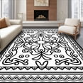 thumbnail image 1 of ODIKA 6x9 Machine Washable Non-Slip Area Rug, Boho Interlocking with Artistic Zigzag Borders High Traffic Rug, Black, 565729, 1 of 7