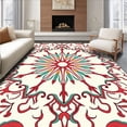 thumbnail image 1 of ODIKA 6'x9' Machine Washable Non-Slip Area Rug, Boho Sunburst Design with Twisting Leaf Motifs High Traffic Rug, Red, 503427, 1 of 7