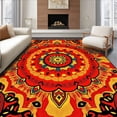 thumbnail image 1 of ODIKA 6'x9' Machine Washable Non-Slip Area Rug, Boho Sunset Kaleidoscope with Inspired Artistry High Traffic Rug with Pad, Red, 530903, 1 of 8