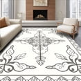 thumbnail image 1 of ODIKA 6'x9' Machine Washable Non-Slip Area Rug, Boho Trellis Ornate Decorative Fancy Stylish Chic High Traffic Rug, Black, 582672, 1 of 7