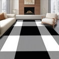 thumbnail image 1 of ODIKA 6'x9' Machine Washable Non-Slip Area Rug, Bold Buffalo Plaid With Clean Monochromatic Blocks High Traffic Rug with Pad, Black, 616468, 1 of 8