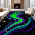 thumbnail image 1 of ODIKA 6'x9' Machine Washable Non-Slip Area Rug, Borealis Wave with Northern Lights Shimmer Effect High Traffic Rug with Pad, Green, 558469, 1 of 8