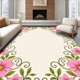 thumbnail image 1 of ODIKA 6'x9' Machine Washable Non-Slip Area Rug, Botanical Garden Blooms Intertwined Spiral Flourish Framework High Traffic Rug, Pink, 590630, 1 of 7
