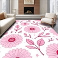 thumbnail image 1 of ODIKA 6'x9' Machine Washable Non-Slip Area Rug, Botanical Garden Blossom Enchanted Dreamy Whimsical Illustration High Traffic Rug with Pad, Pink, 578140, 1 of 8