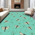 thumbnail image 1 of ODIKA 6'x9' Machine Washable Non-Slip Area Rug, Botanical Garden Insect Throw High Traffic Rug, Teal, 467449, 1 of 7