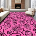 thumbnail image 1 of ODIKA 6'x9' Machine Washable Non-Slip Area Rug, Botanical Garden Strawberry Vines Decorative Path Embellishment High Traffic Rug with Pad, Pink, 537025, 1 of 8