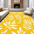 thumbnail image 1 of ODIKA 6'x9' Machine Washable Non-Slip Area Rug, Botanical Leaf with Gentle Swirl Embellishments High Traffic Rug with Pad, Yellow, 461763, 1 of 8
