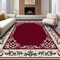 thumbnail image 1 of ODIKA 6'x9' Machine Washable Non-Slip Area Rug, Botanical Vine Scrollwork with Baroque Details High Traffic Rug with Pad, Burgundy, 551848, 1 of 8