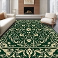 thumbnail image 1 of ODIKA 6'x9' Machine Washable Non-Slip Area Rug, Botanical Vine Trellis with Ornate Blossom Filigree Motif High Traffic Rug with Pad, Green, 521557, 1 of 8