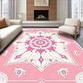 thumbnail image 1 of ODIKA 6'x9' Machine Washable Non-Slip Area Rug, Burst Hallway with Symmetrical Petal Design High Traffic Rug with Pad, Pink, 483080, 1 of 8