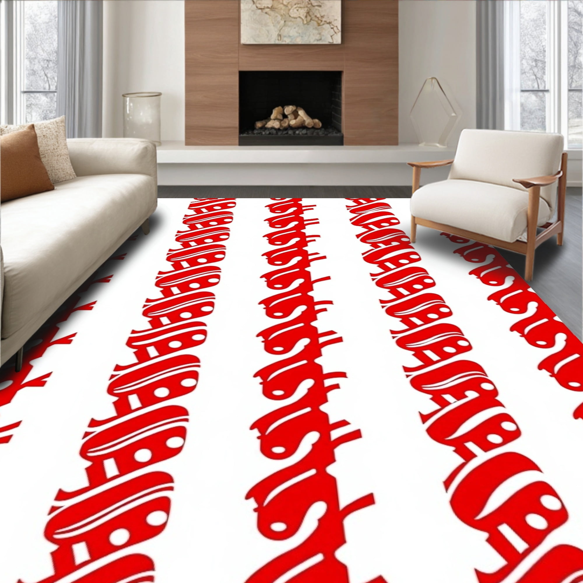 ODIKA 6x9 Machine Washable Non-Slip Area Rug, Cane Stripe Holiday with ...