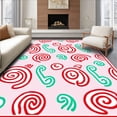 thumbnail image 1 of ODIKA 6'x9' Machine Washable Non-Slip Area Rug, Cane Stripe Swirl Design Sweet Holiday Themed Cheerful High Traffic Rug with Pad, Pink, 731577, 1 of 8