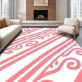 thumbnail image 1 of ODIKA 6'x9' Machine Washable Non-Slip Area Rug, Cane Stripe Swirl Duo Sweet Holiday Confection High Traffic Rug with Pad, Pink, 626403, 1 of 8
