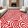 thumbnail image 1 of ODIKA 6'x9' Machine Washable Non-Slip Area Rug, Cane Stripe Swirl Peppermint Twist Seasonal High Traffic Rug, Red, 608441, 1 of 7