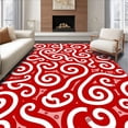thumbnail image 1 of ODIKA 6'x9' Machine Washable Non-Slip Area Rug, Cane Swirl Bathroom with Peppermint Stripe Design High Traffic Rug, Red, 608098, 1 of 7