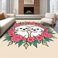 thumbnail image 1 of ODIKA 6'x9' Machine Washable Non-Slip Area Rug, Canine Portrait Needlework Project with Rose Wreath Embellishment High Traffic Rug with Pad, Pink, 635916, 1 of 8