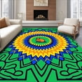 thumbnail image 1 of ODIKA 6'x9' Machine Washable Non-Slip Area Rug, Capybara Serenity with Radiant Sunburst Details High Traffic Rug, Green, 634692, 1 of 7