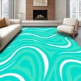 thumbnail image 1 of ODIKA 6'x9' Machine Washable Non-Slip Area Rug, Celestial Mist Swirl Contemporary Abstract Fluid Motion Design High Traffic Rug with Pad, Blue, 559741, 1 of 8