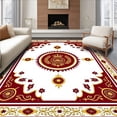 thumbnail image 1 of ODIKA 6'x9' Machine Washable Non-Slip Area Rug, Ceremonial Processional Floor Covering with Floral Emblems High Traffic Rug with Pad, Red, 621371, 1 of 8