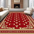 thumbnail image 1 of ODIKA 6'x9' Machine Washable Non-Slip Area Rug, Championship Celebration Medallion Entrance with Trophy Design High Traffic Rug with Pad, Red, 676614, 1 of 8