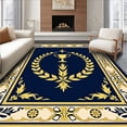 thumbnail image 1 of ODIKA 6'x9' Machine Washable Non-Slip Area Rug, Championship Welcome with Sports Graphics High Traffic Rug with Pad, Blue, 679009, 1 of 8