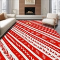 thumbnail image 1 of ODIKA 6'x9' Machine Washable Non-Slip Area Rug, Charming Cane Stripe with Playful Evergreen Branch Sprigs High Traffic Rug with Pad, Red, 621785, 1 of 8